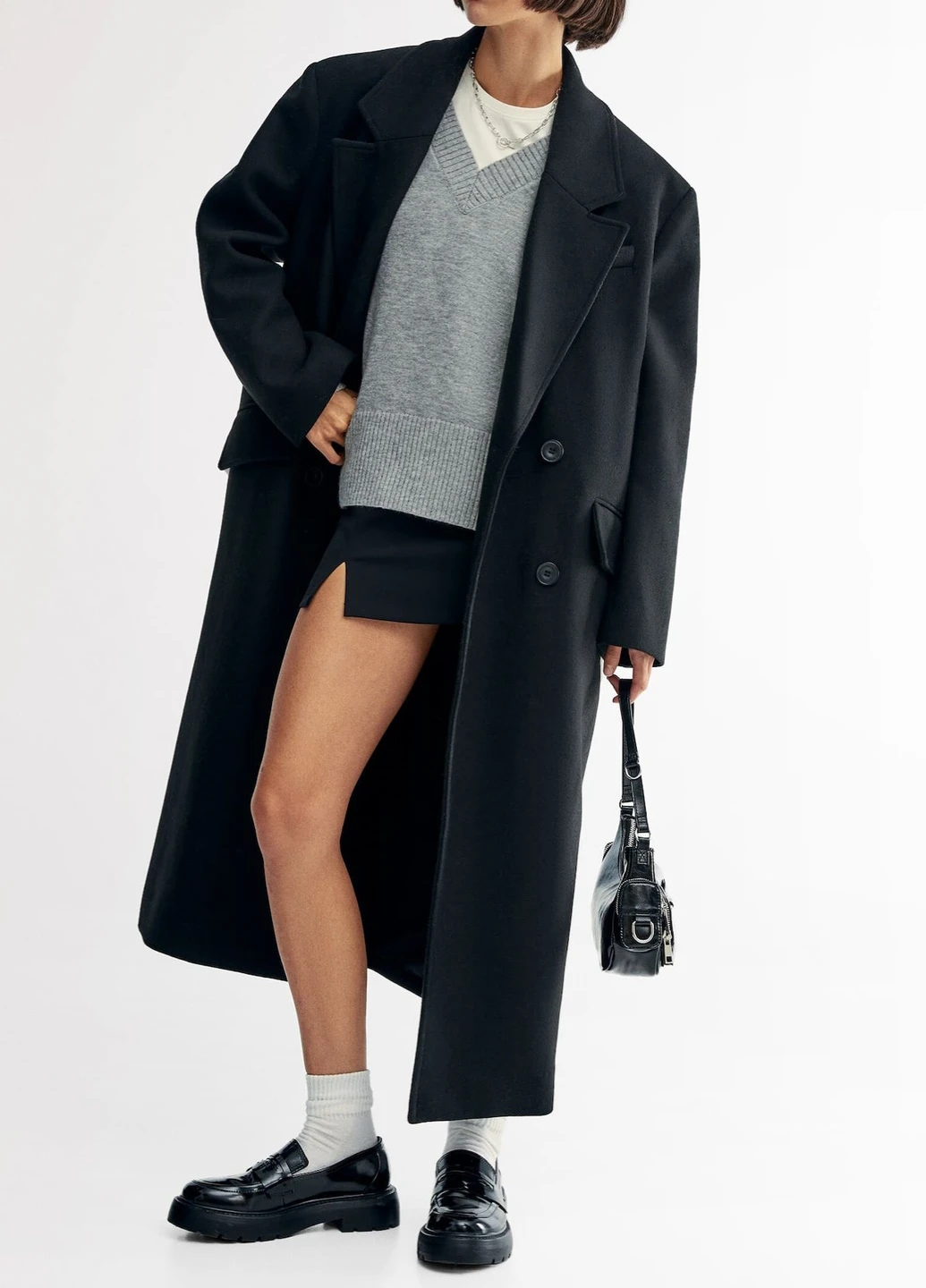 Черное демисезонное Пальто Bershka