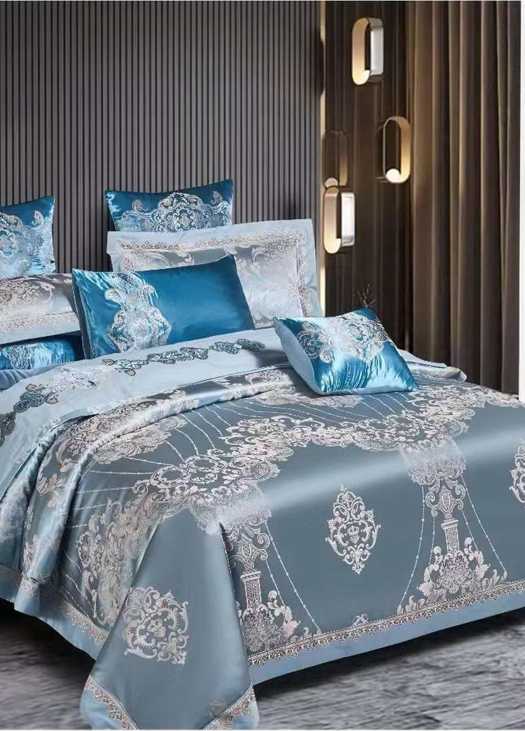 Комплект постельного белья сатин-жаккард с вышивкой Евро 200х220 Bella Villa (270933477)
