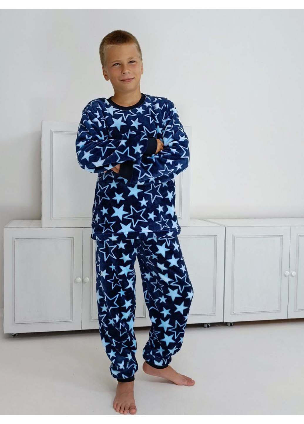Синяя зимняя пижама звезды кофта + брюки Triko 64179596