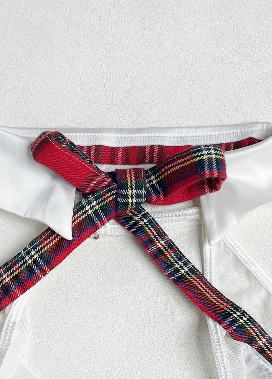 Комбинированный демисезонный сексуальний комплект белья школьный образ лиф юбочка трусики Veronica