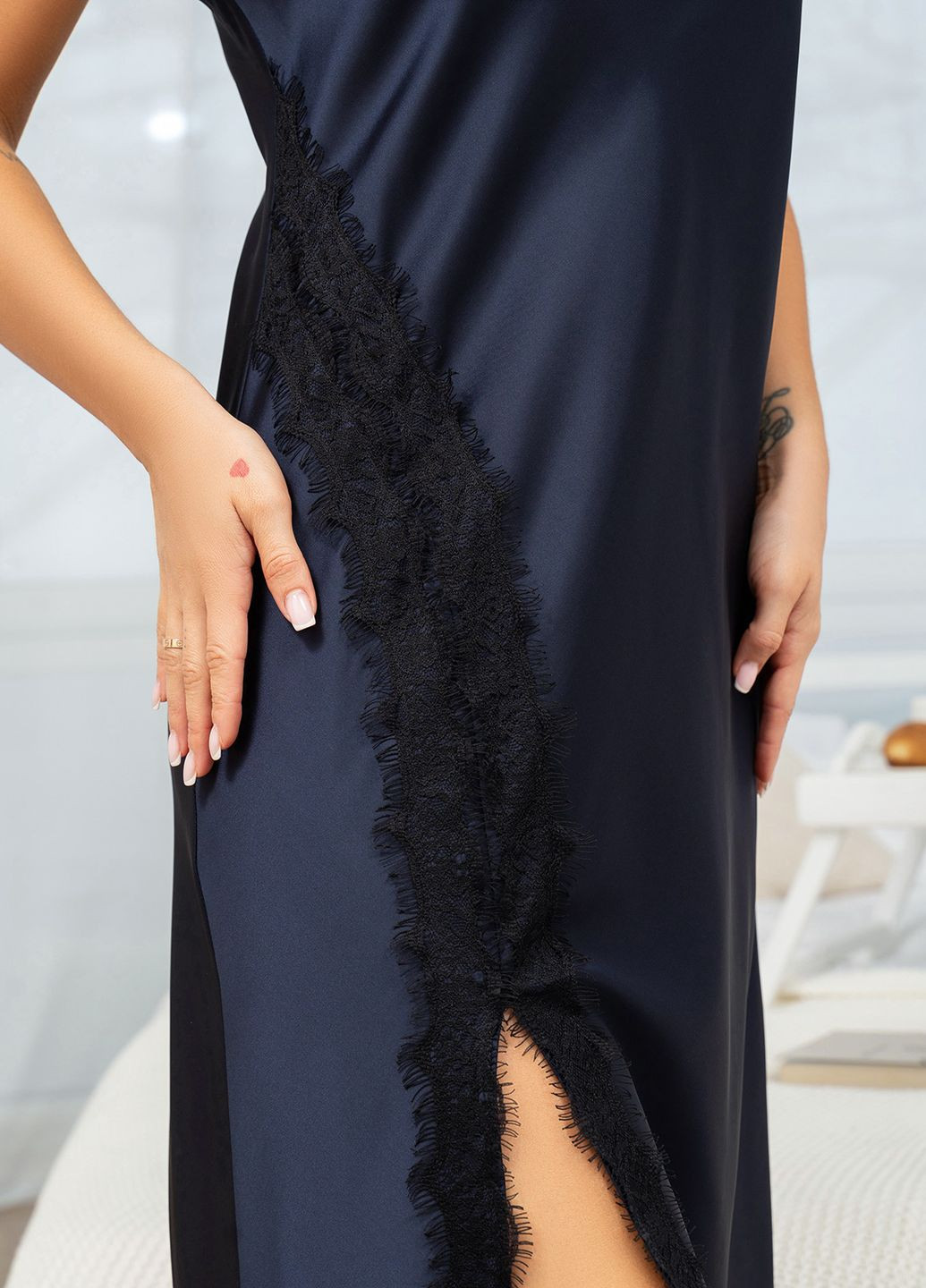 Темно-голубая всесезон домашняя одежда ISSA PLUS 14351