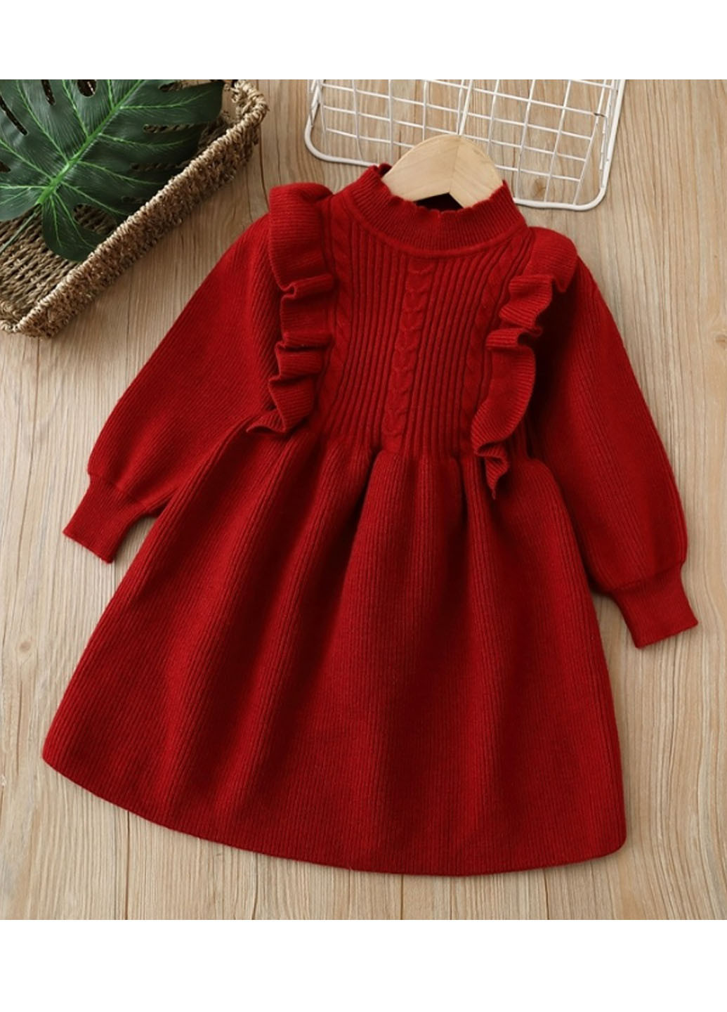 Красное утепленное платье No Brand (271039134)