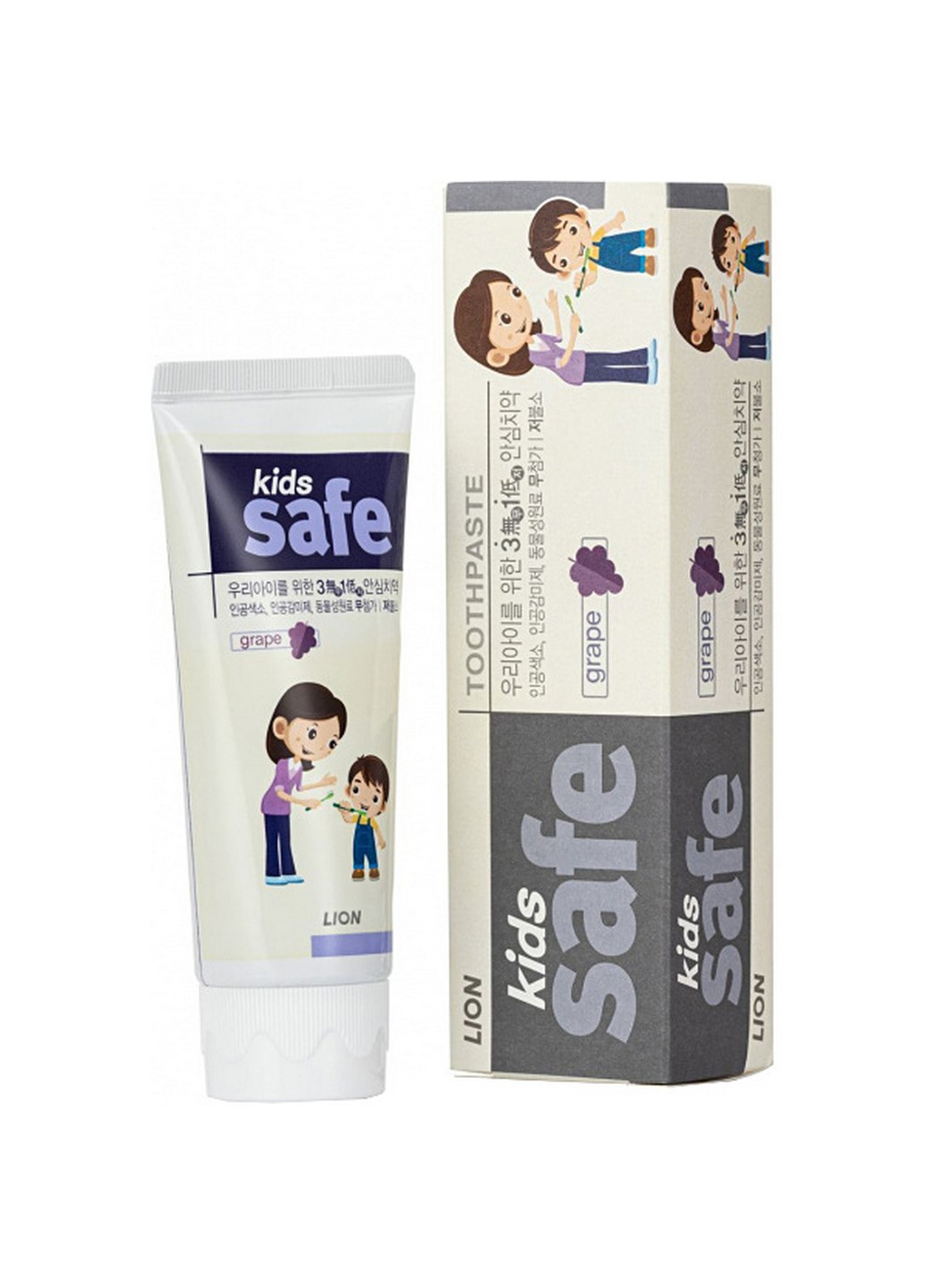 Зубна паста дитяча 3-12 років з екстрактом винограду Kids Safe Toothpaste, 90 г LION KOREA (271531323)