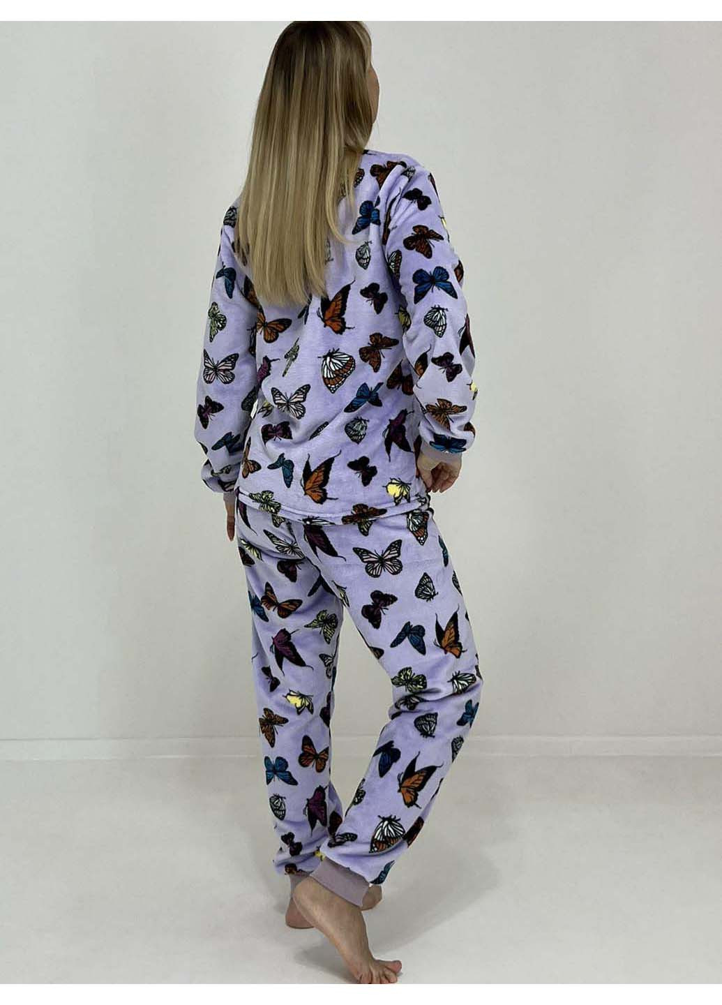 Сиреневая зимняя пижама нежные бабочки кофта + брюки Triko 96008181
