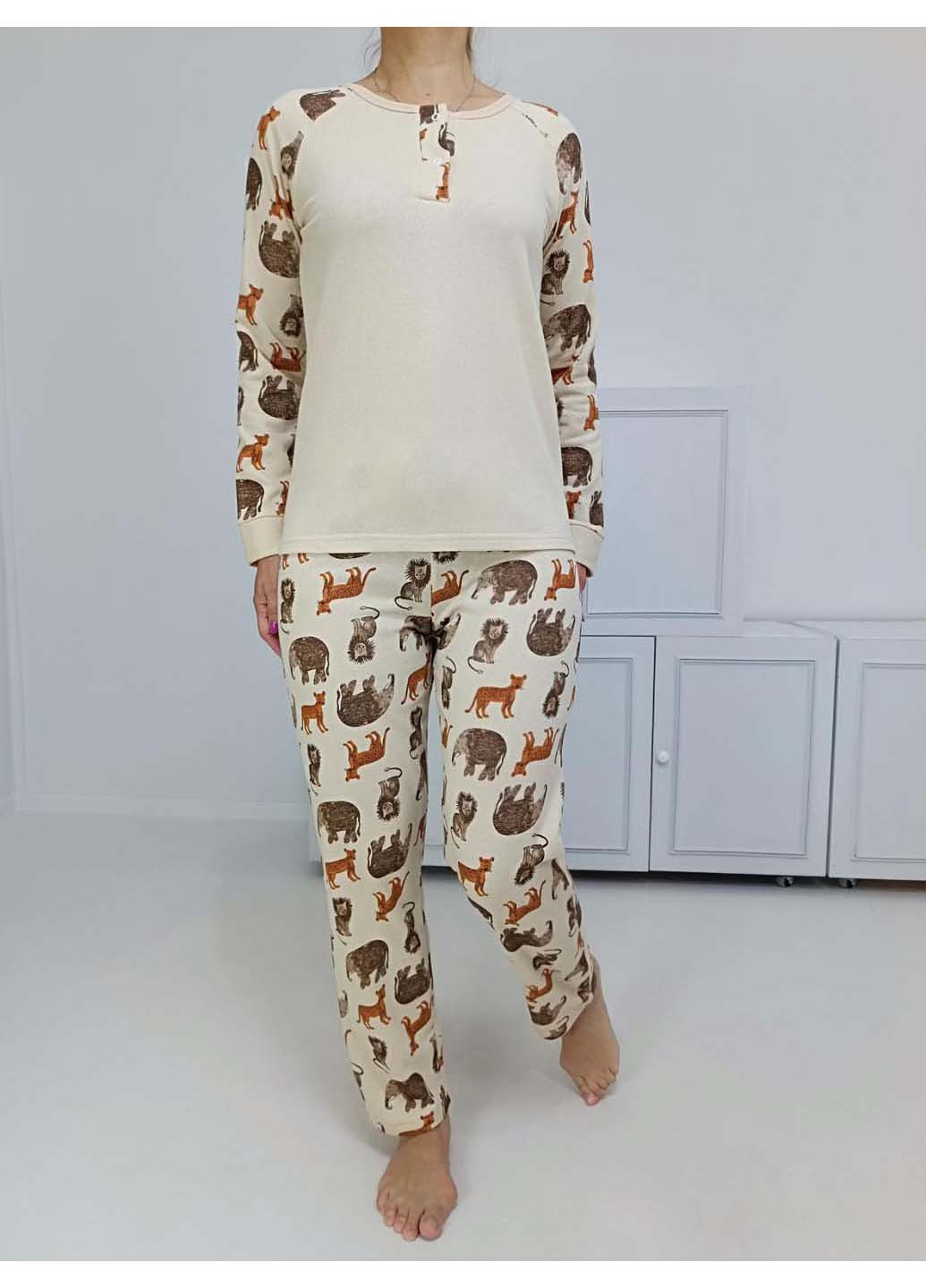 Молочная зимняя пижама кофта + брюки Triko Аnimals 95244380
