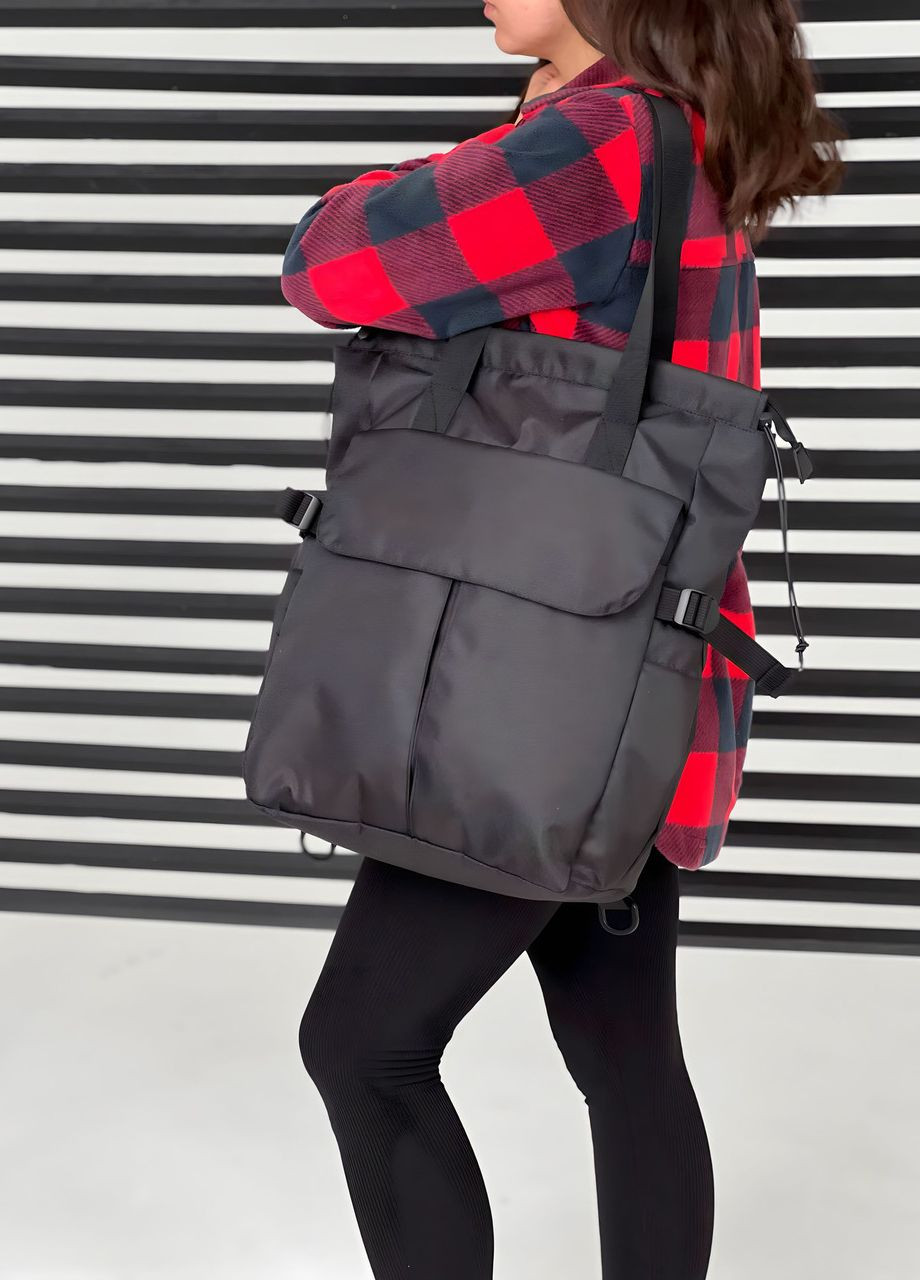 Жіночий шопер-рюкзак, крос-боді чорний однотонний ToBeYou shoperbag (271700661)