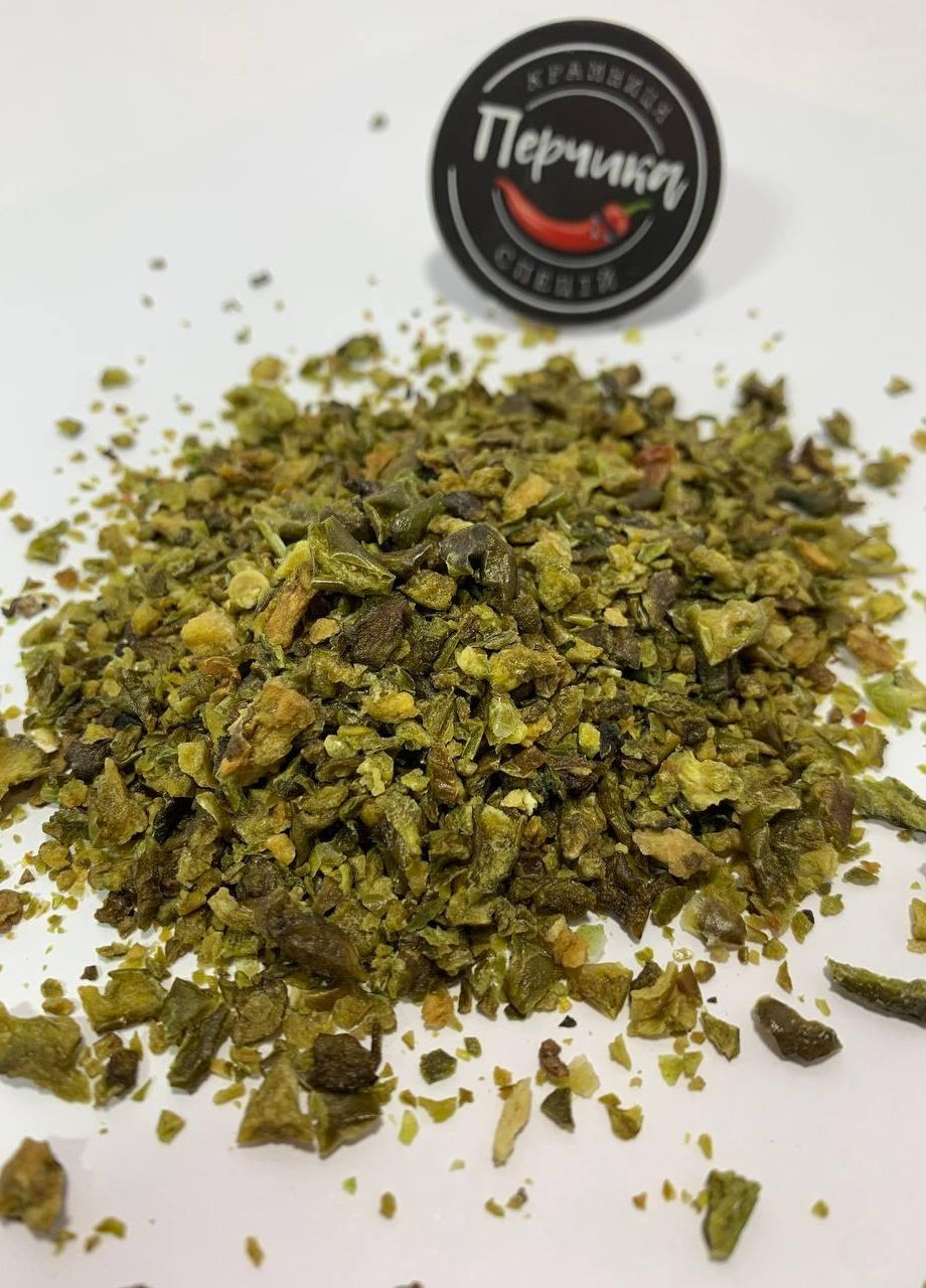 Паприка зелена дрібні шматочки у скляній банці 85 грам No Brand (271123842)