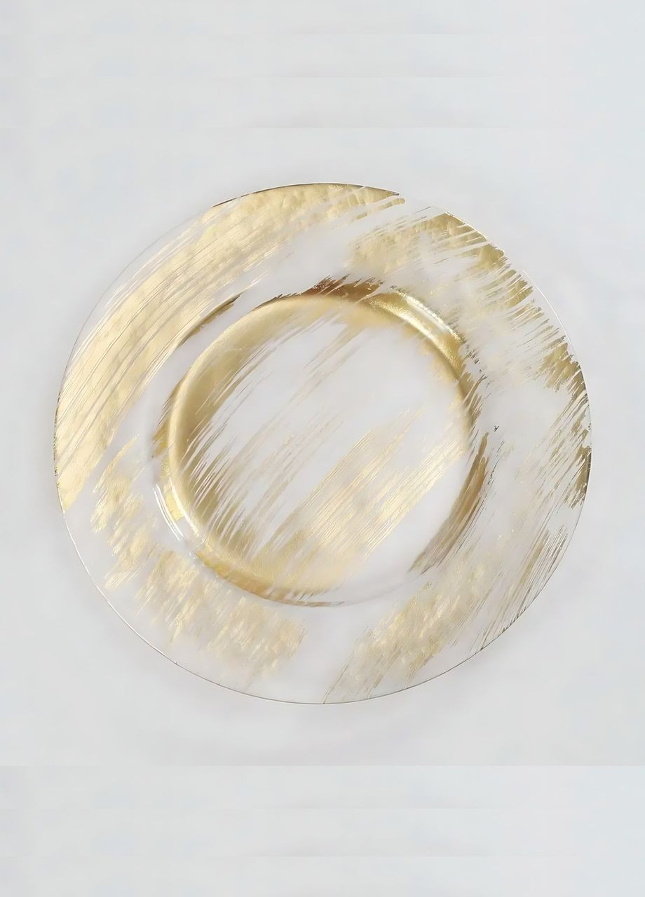 Тарелка подставная Ø 33см прозрачная с золотыми мазками для праздничного стола REMY-DECOR phoenix (271416322)