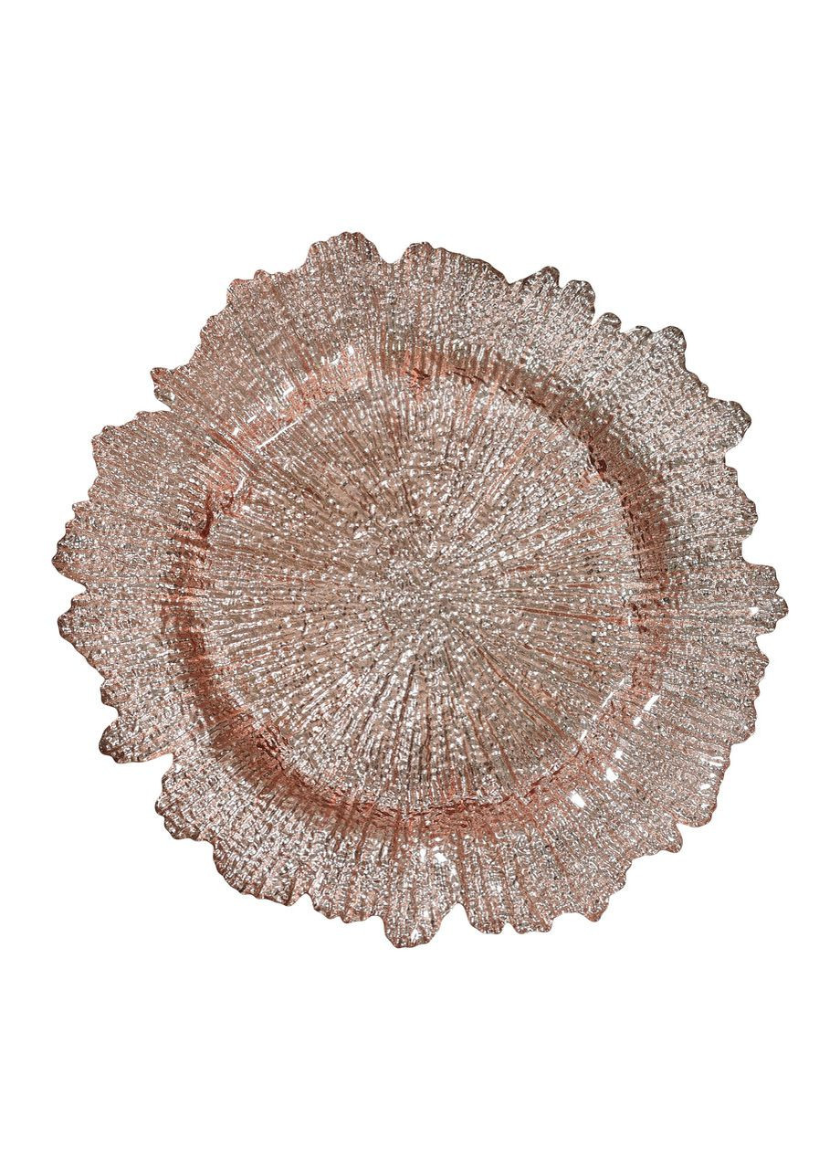 Тарілка підставна Корал шампань Роуз Ø 33см із рваними краями для святкового столу REMY-DECOR коралл (271416307)