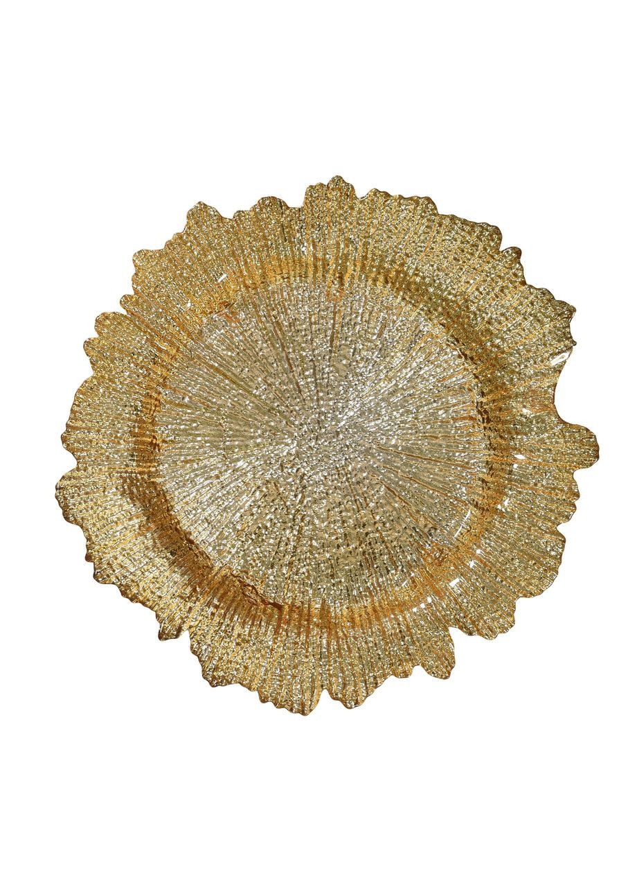Тарелка подставная Ø 33см с рваными краями для праздничного стола REMY-DECOR коралл (271416296)