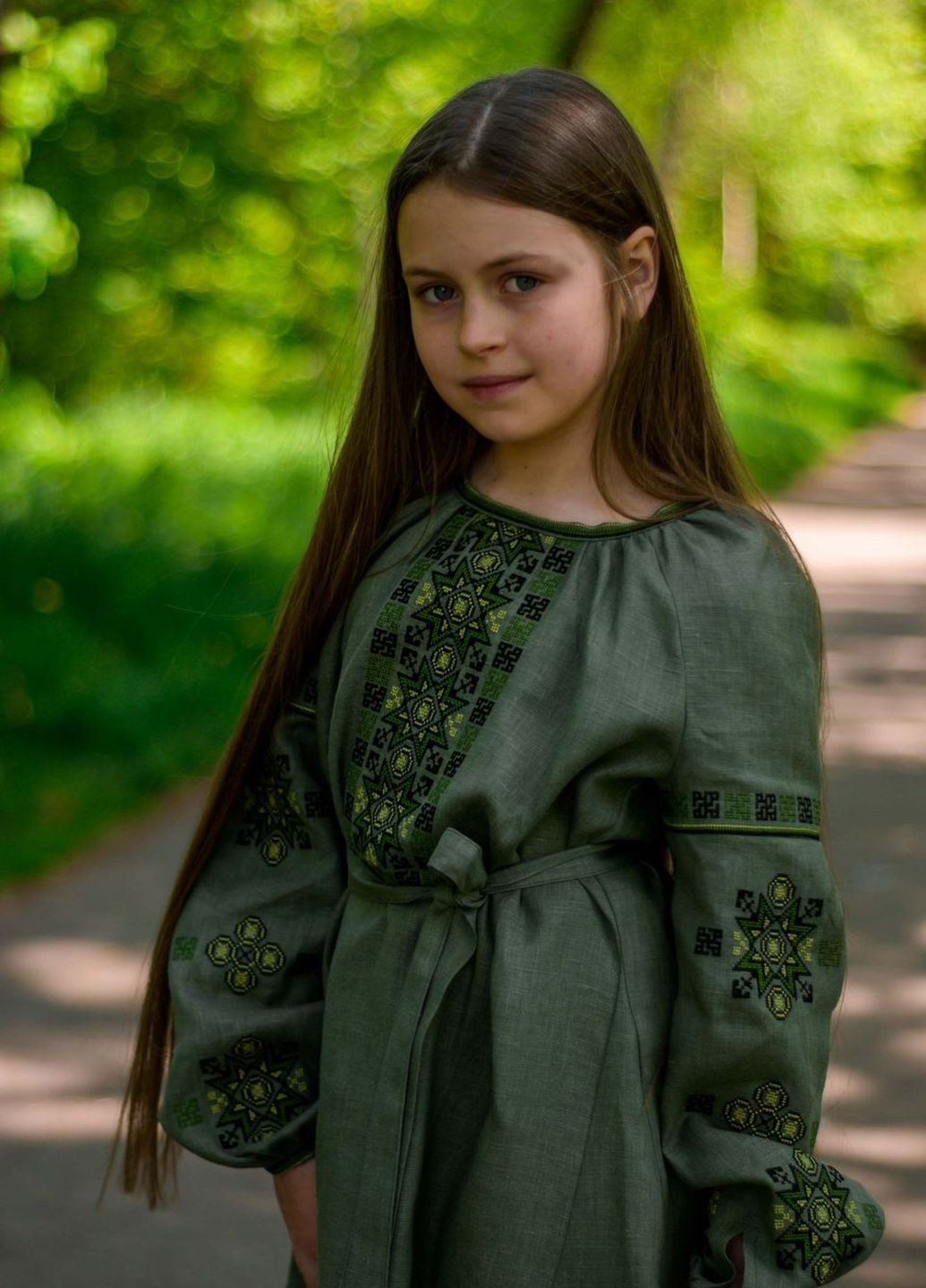 Хакі вишите плаття для дівчинки Vyshyvanka (271135348)