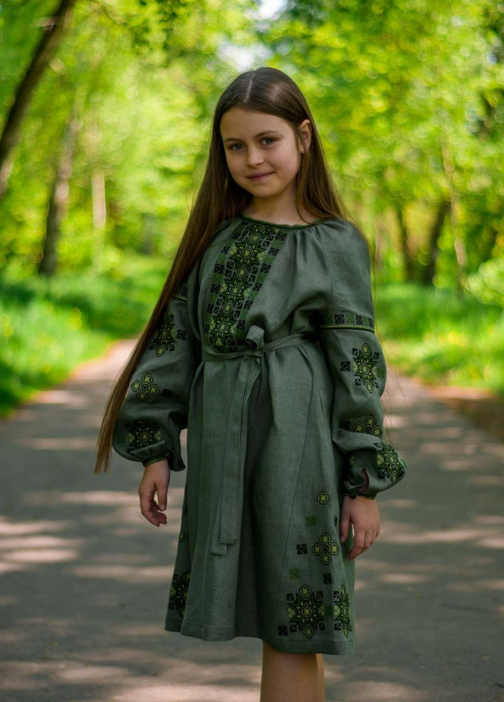 Хакі вишите плаття для дівчинки Vyshyvanka (271135348)