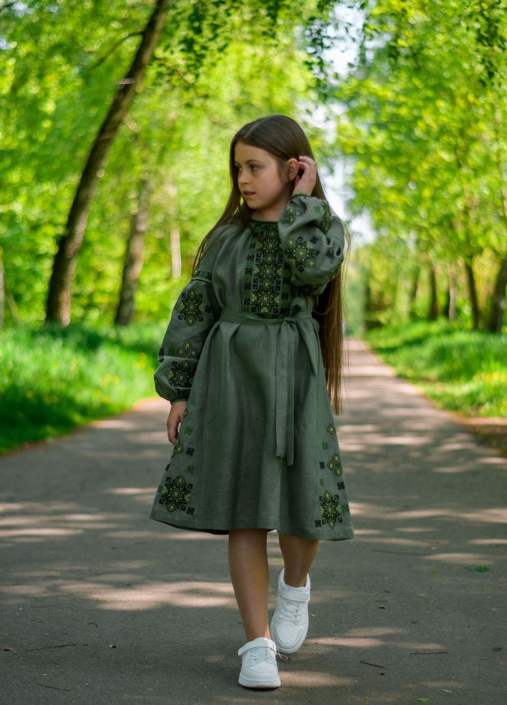 Хакі вишите плаття для дівчинки Vyshyvanka (271135348)