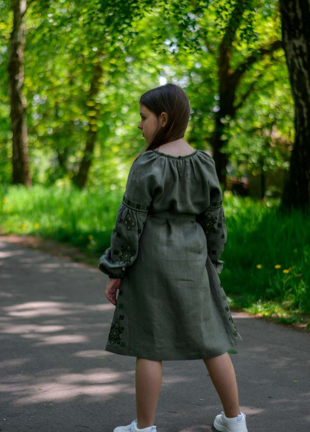 Хакі вишите плаття для дівчинки Vyshyvanka (271135348)