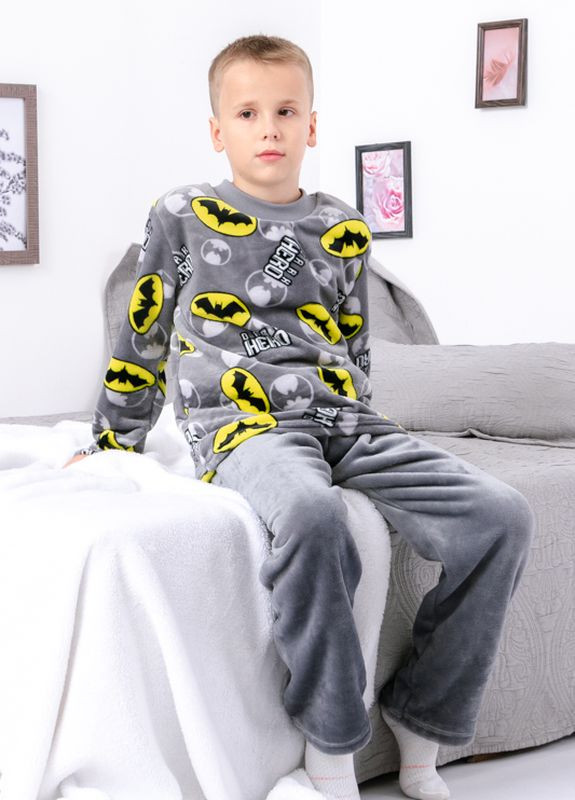 Серая зимняя пижама для мальчика кофта + брюки Носи своє
