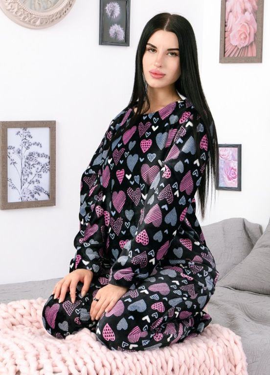 Чорна зимня піжама жіноча кофта + брюки Носи своє 8162-035