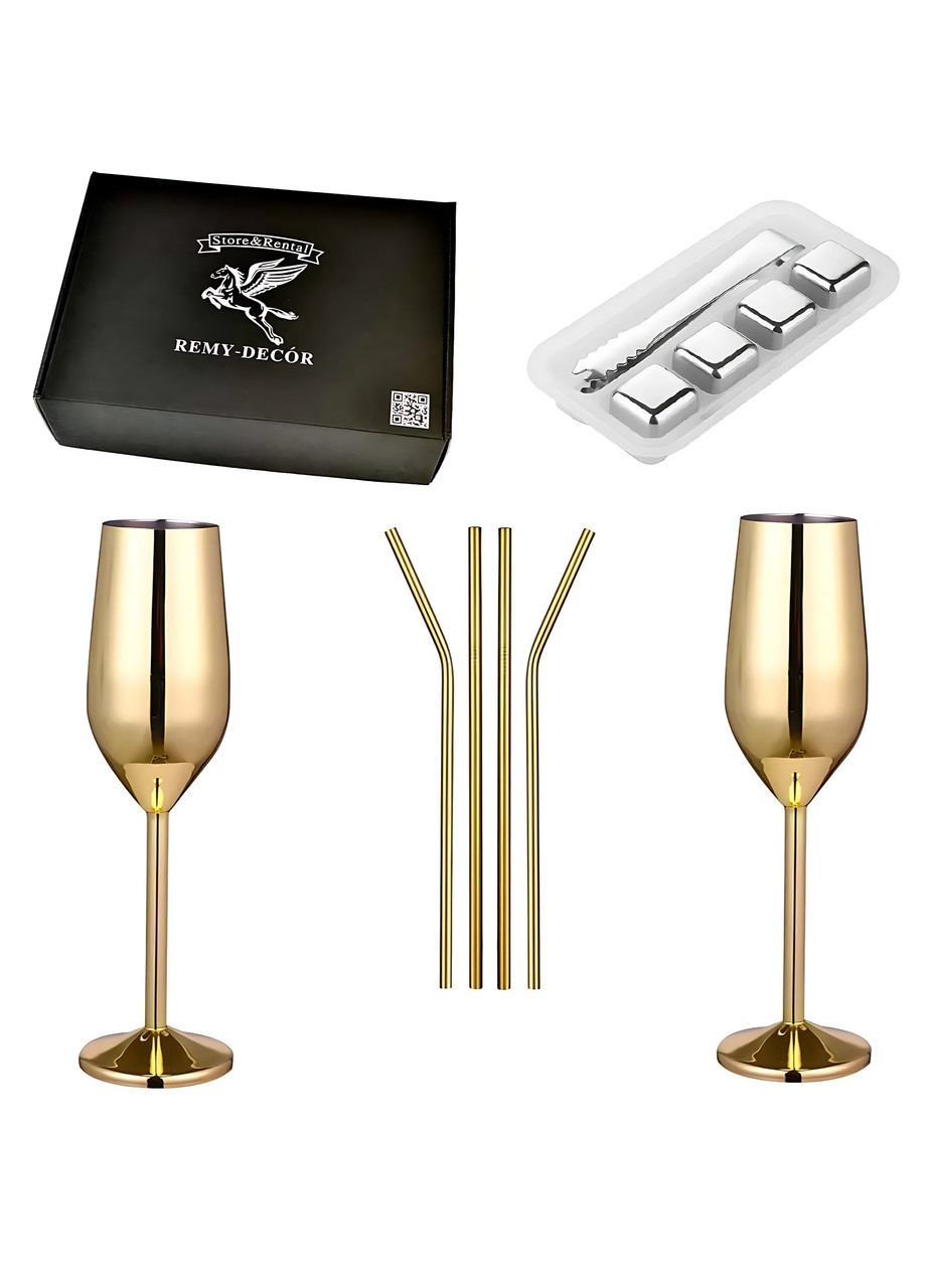 Набор бокалов для шампанского трубочки кубики для охлаждения для двоих REMY-DECOR (271416330)