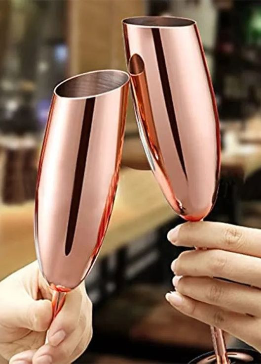 Набір келихів для шампанського Maestro рожеве золото трубочки кубики для охолодження з нержавіючої сталі REMY-DECOR (269462333)