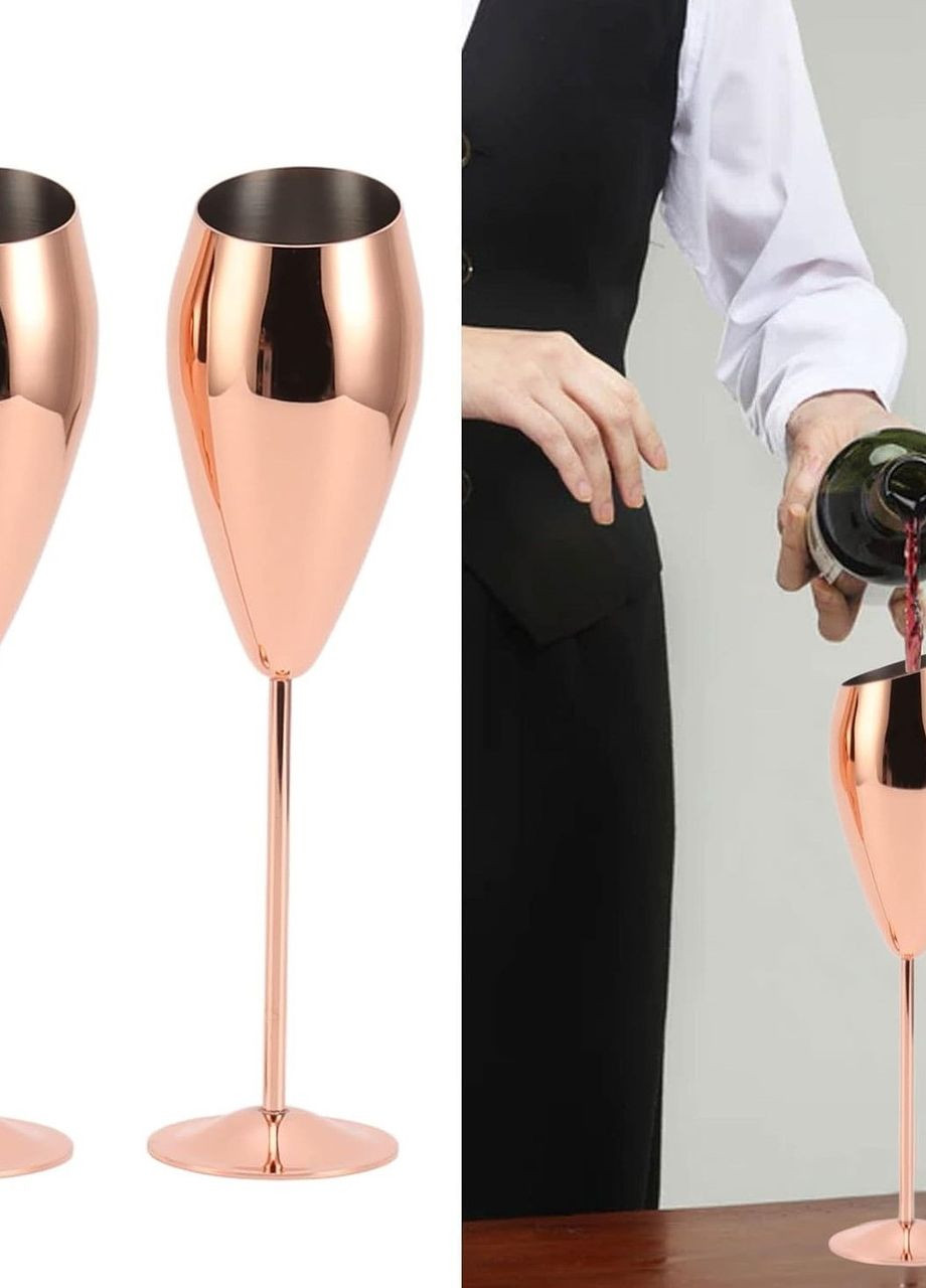 Набір фужерів для шампанського Martin 215 мл із трубочками кольору рожеве золото з нержавіючої сталі REMY-DECOR (271416306)