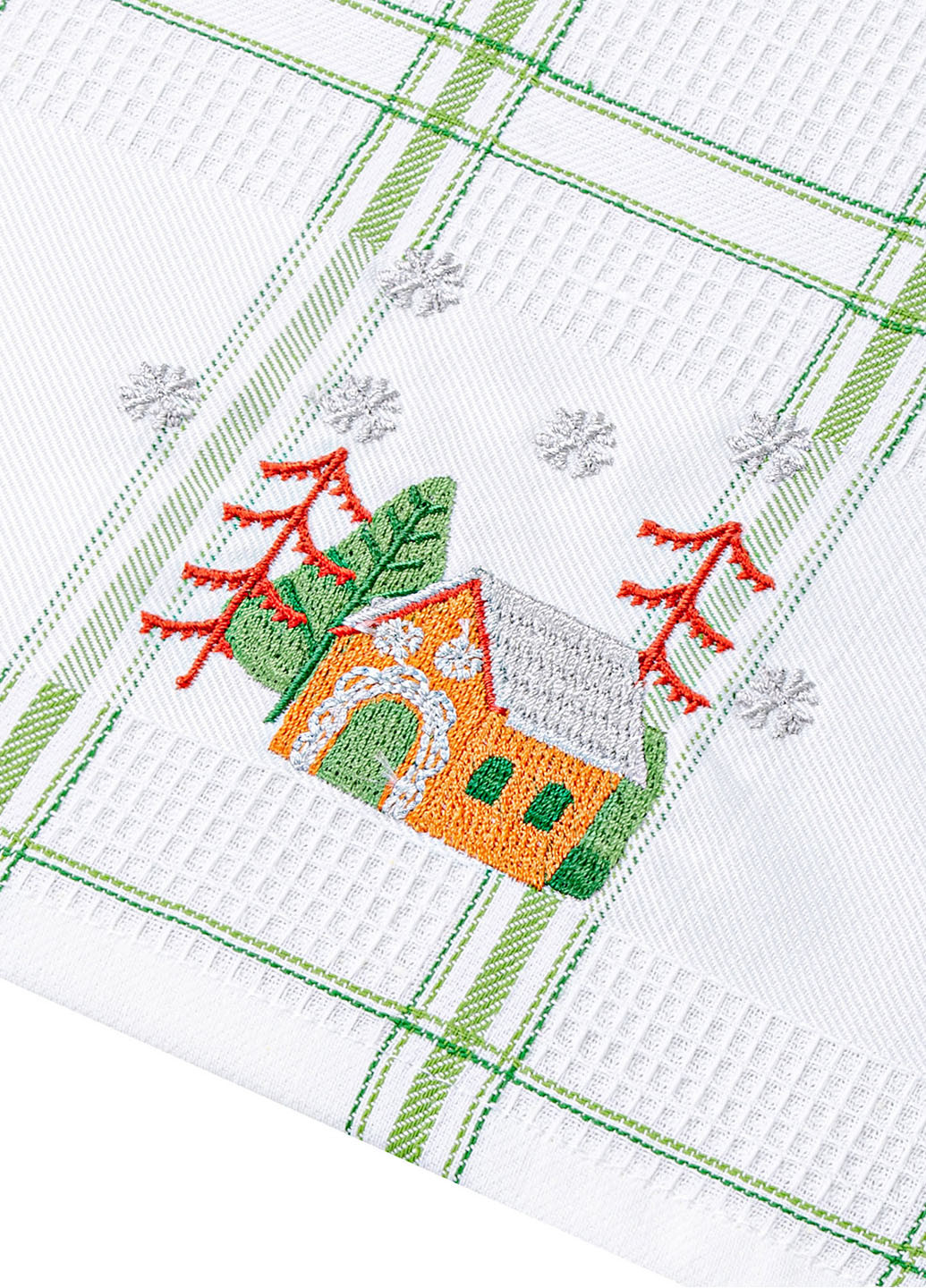 Home Line полотенце вафельное 45х70 с вышивкой новогодний зеленый производство - Турция