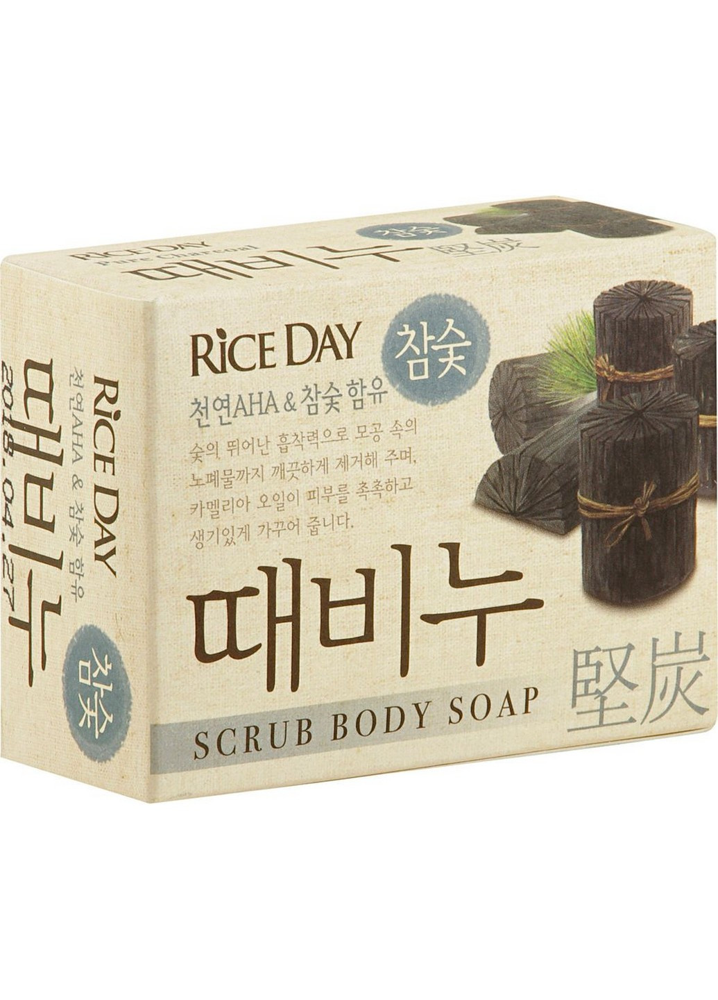 Мыло туалетное Rice Day Древесный уголь с эффектом скраба, 100 г LION KOREA (271531312)