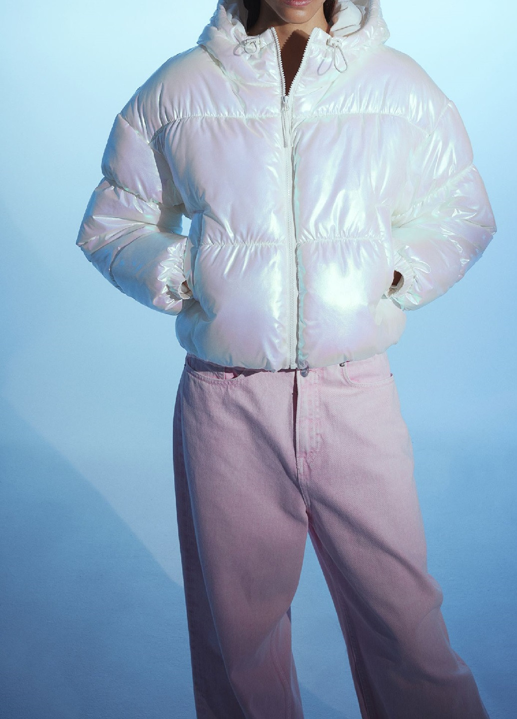 Молочная зимняя куртка H&M