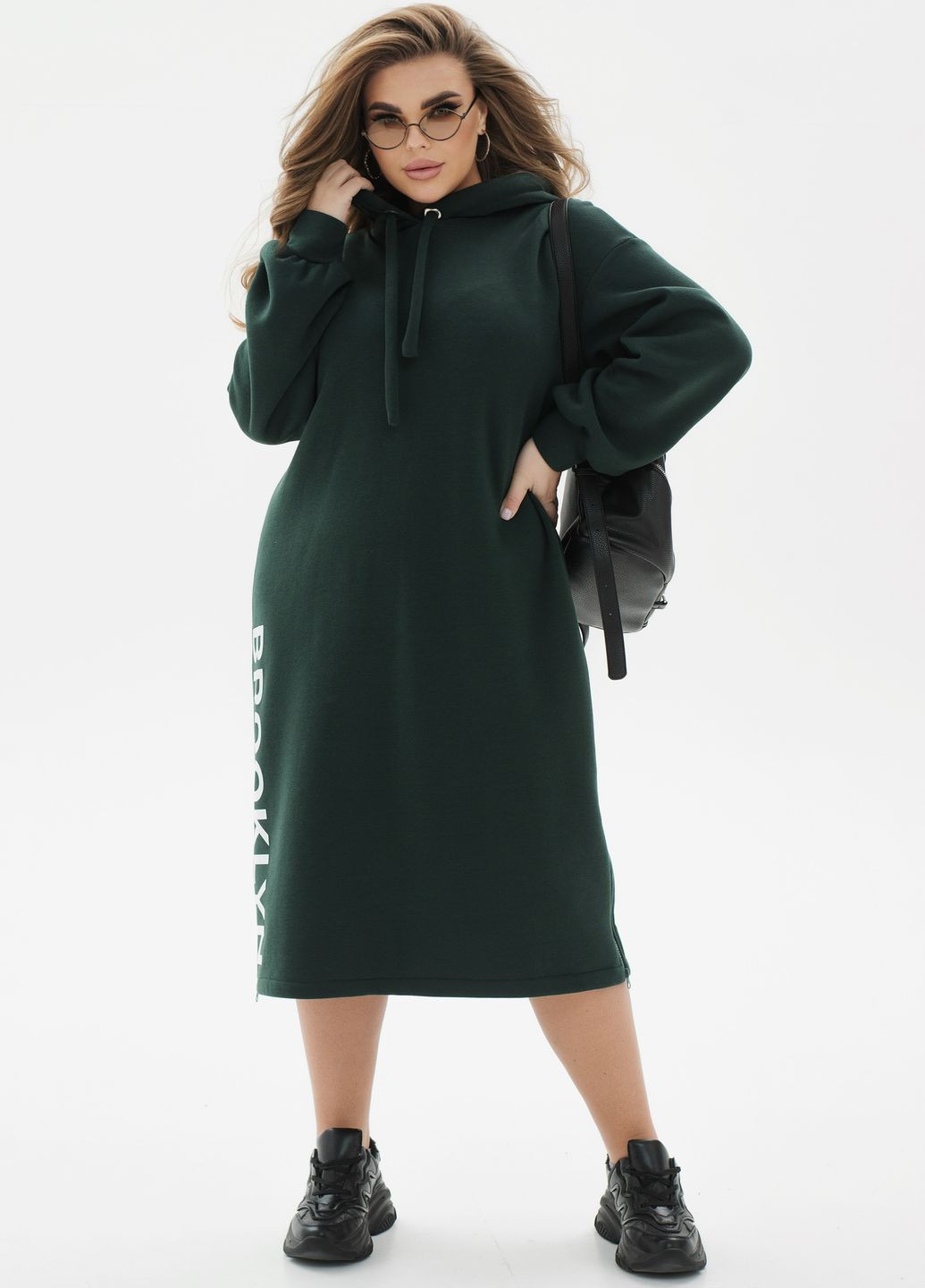 Темно-зеленое кэжуал, спортивное, повседневный платье с капюшоном футляр No Brand однотонное