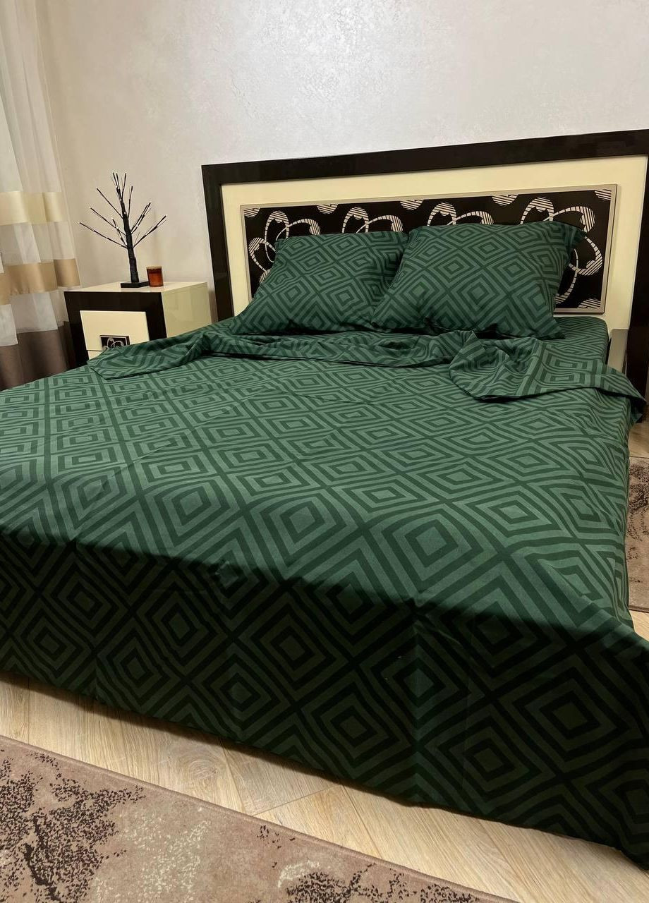 Постельное белье хлопковое Узоры Полуторное 150 x 220 Бязь Зеленый 70 х 70 No Brand (271518551)