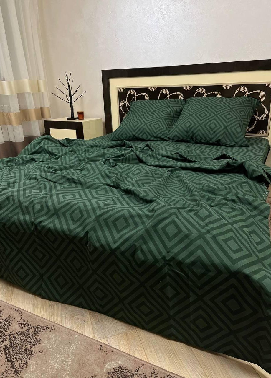 Постельное белье хлопковое Узоры Полуторное 150 x 220 Бязь Зеленый 70 х 70 No Brand (271518551)