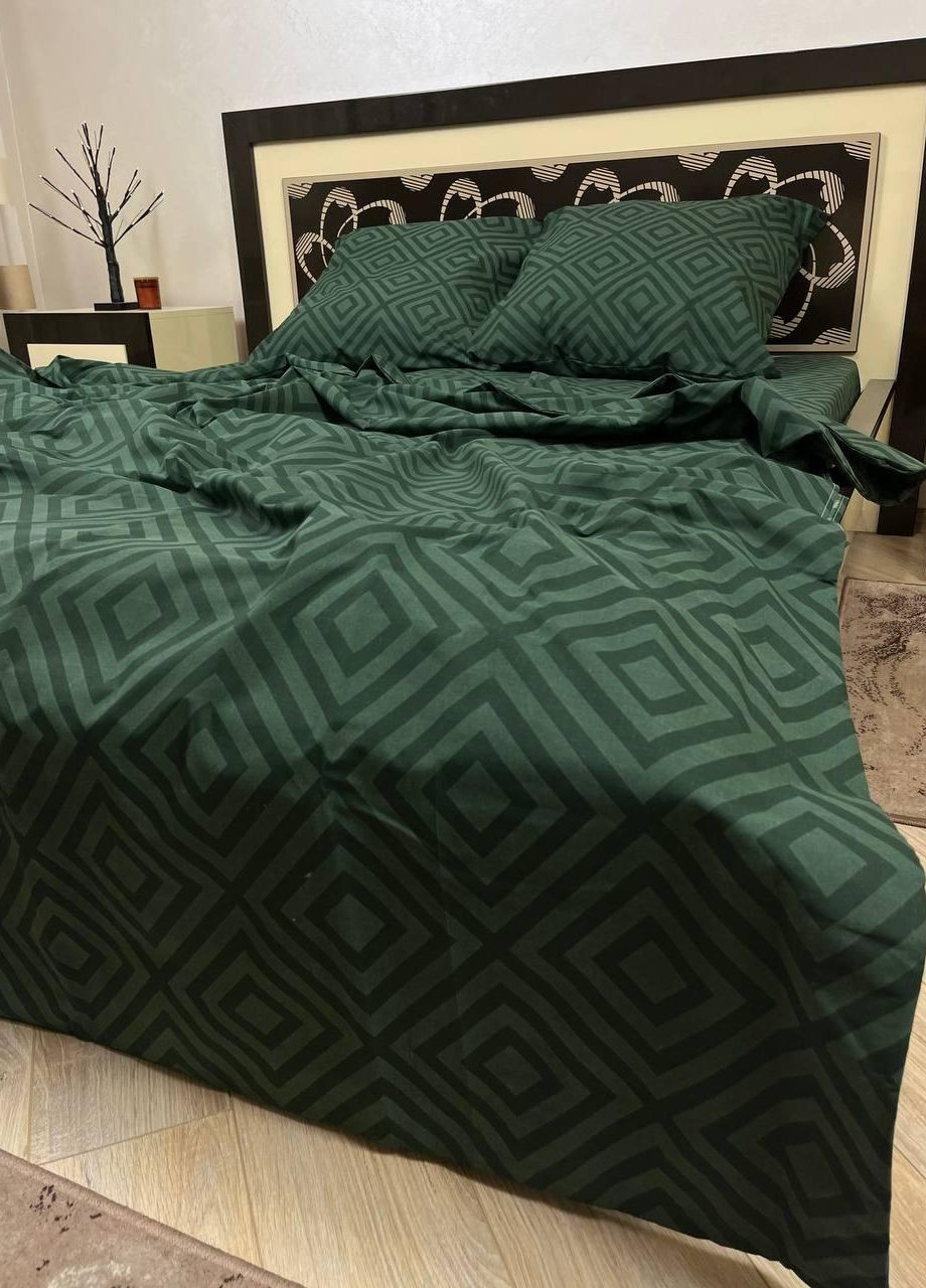 Постельное белье хлопковое Узоры Полуторное 150 x 220 Бязь Зеленый 70 х 70 No Brand (271518551)