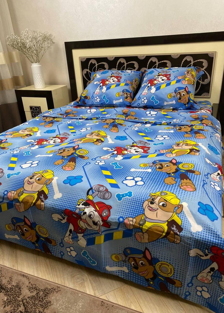 Постільна білизна бавовняна Патруль Півтораспальна 150 x 220 Бязь Синій 70 х 70 No Brand (271518608)