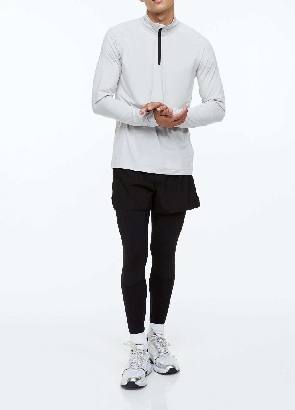 Светло-серый демисезонный деловой лонгслив H&M