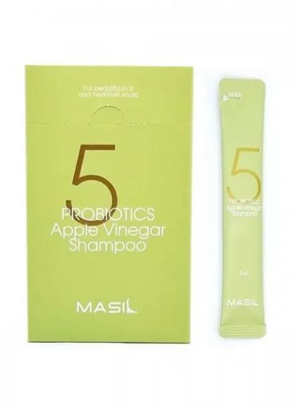 М'який безсульфатний шампунь з пробіотиками и яблучним уксусом 5 Probiotics Apple Vinegar Shampoo 8 ml MASIL (271540368)