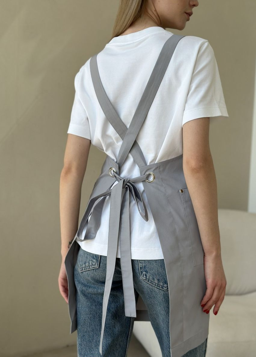 Фартук PROF KIT "Standart X" на люверсах и карабинах для парикмахера/колориста/мастера маникюра/официанта/повара/барбера Серый PRØF KIT Standard X (271531186)