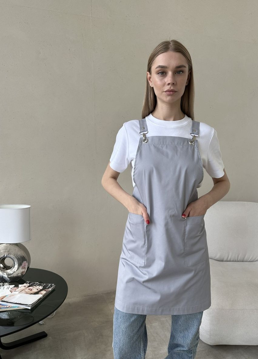 Фартук PROF KIT "Standart X" на люверсах и карабинах для парикмахера/колориста/мастера маникюра/официанта/повара/барбера Серый PRØF KIT Standard X (271531186)