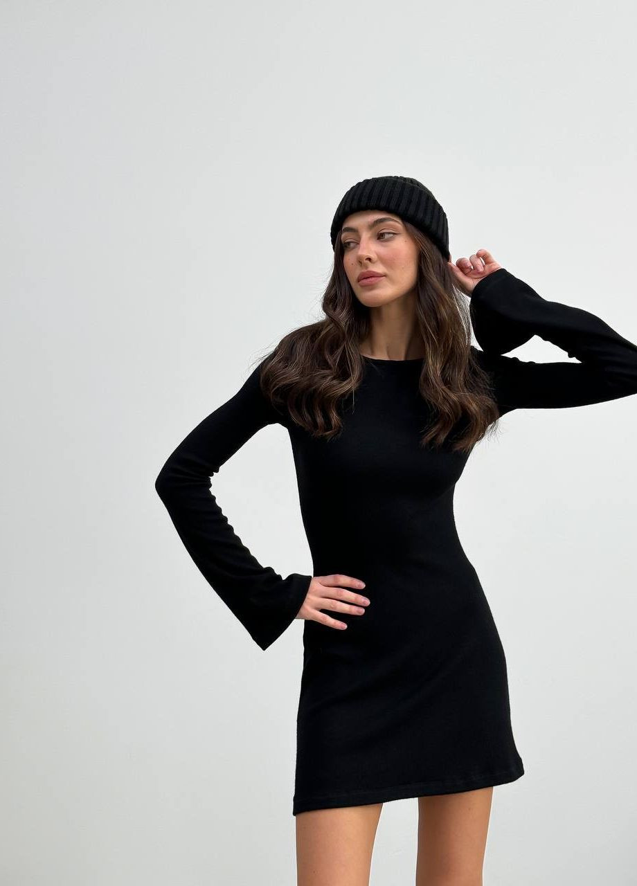 Черное женское короткое платье теплое вязанное ZF inspire однотонное