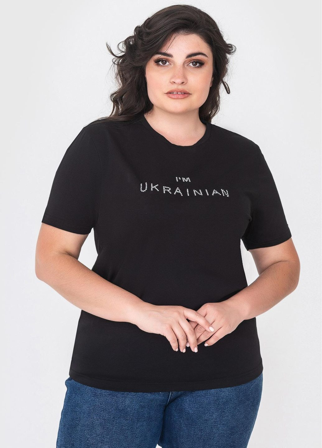 Чорна всесезон футболка i'm ukrainian з коротким рукавом Garne