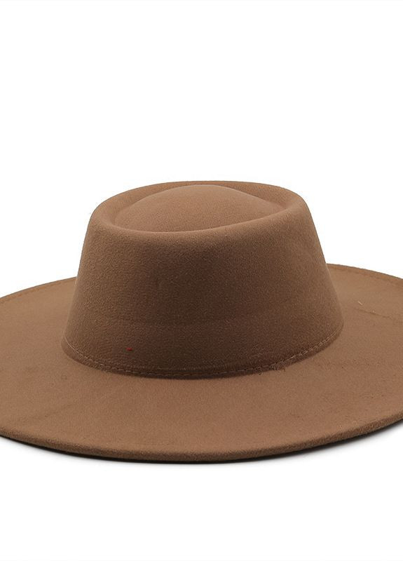 Шляпа гамблер унисекс с круглой тулией (поля 9,5 см) с регулировкой размера кофейная No Brand (271556729)