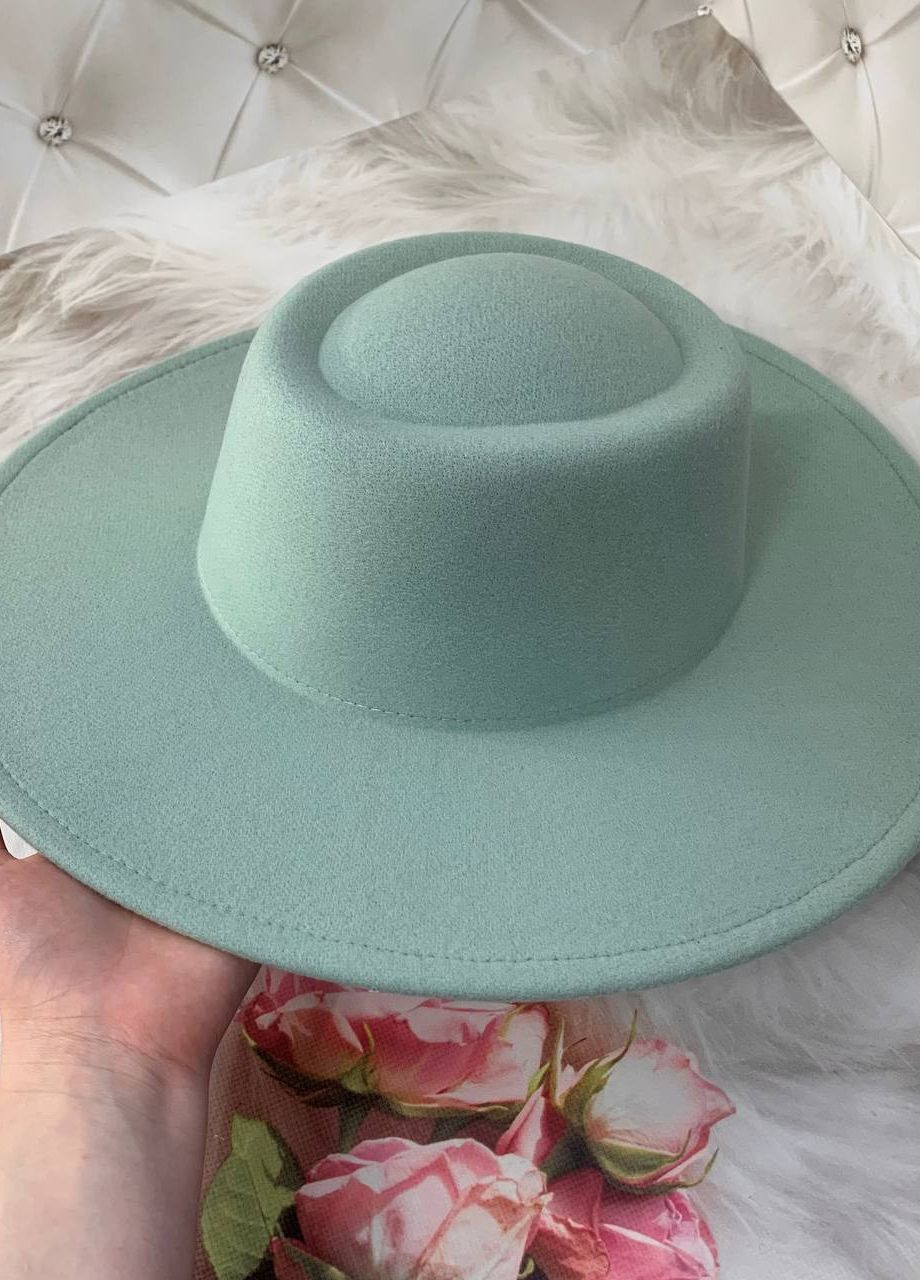 Шляпа гамблер унисекс с круглой тулией (поля 9,5 см) с регулировкой размера мятная No Brand (271556737)