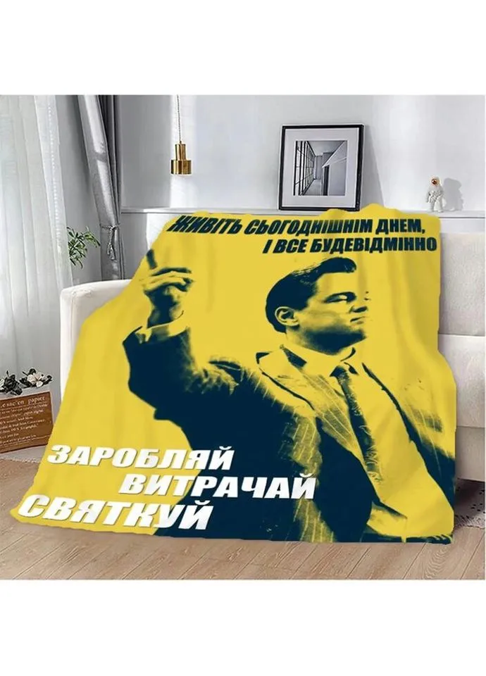 Плед 3D мотиваційний "Заробляй вітрачай святкуй №2" 2734_B 12798 135х160 см Fashion (271544832)
