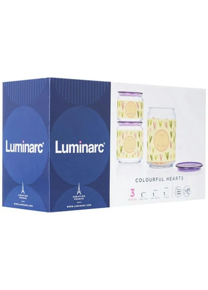Набор банок Plano Colorful Hearts P9214 3 предмета Luminarc (271548145)