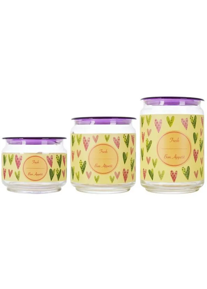 Набор банок Plano Colorful Hearts P9214 3 предмета Luminarc (271548145)
