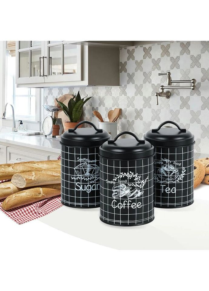 Набор банок для сыпучих продуктов MR-1774-3CS 3 предмета черный Maestro (271544099)