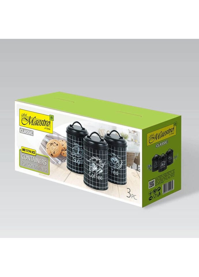 Набор банок для сыпучих продуктов MR-1774-3CS 3 предмета черный Maestro (271544099)