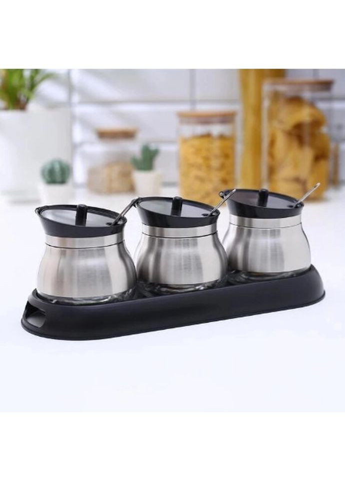 Набор банок для сыпучих FRU-127-Black 7 предметов черный Frico (271544978)