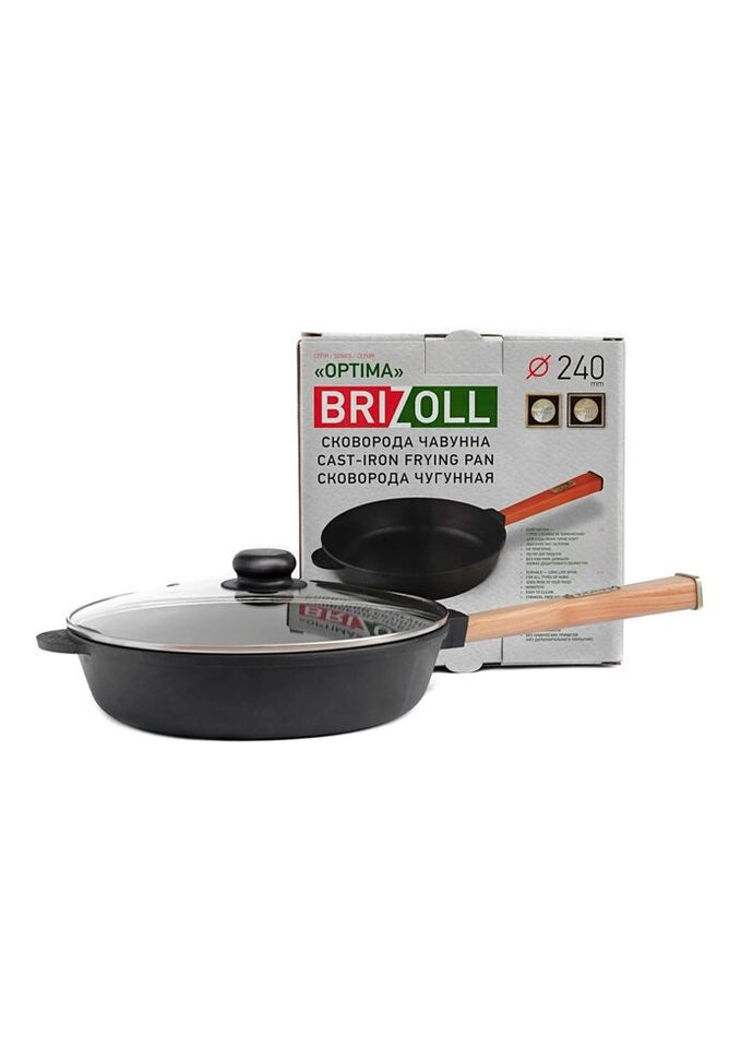 Сковорода універсальна чавунна з кришкою Optima O-2460-PC 24х6 см Brizoll (271548211)