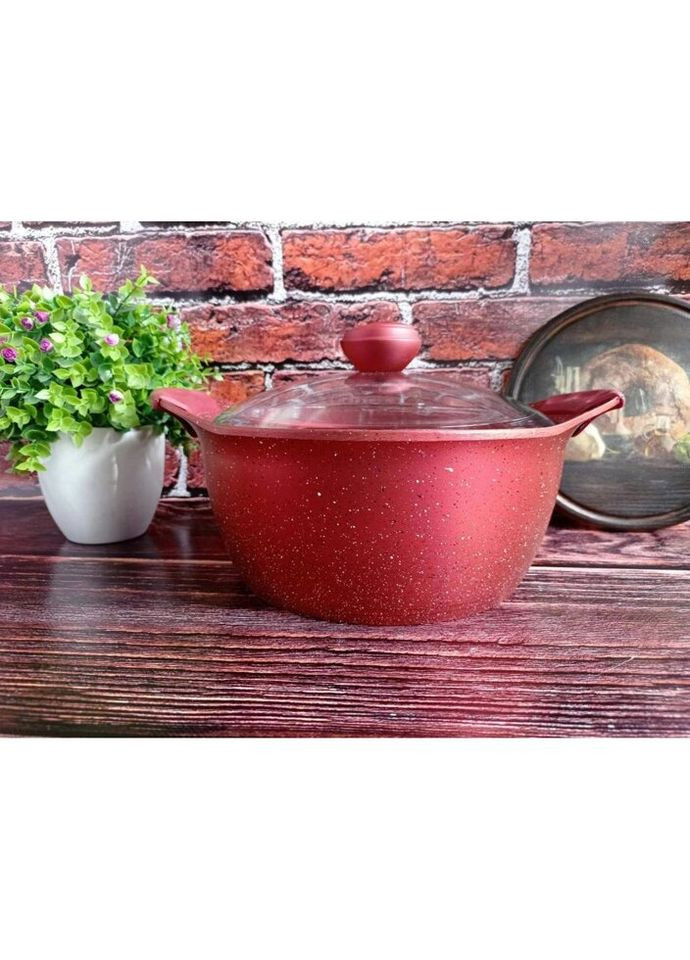 Каструля зі скляною кришкою 3120-24-red 24 см 4.5 л OMS (271548060)