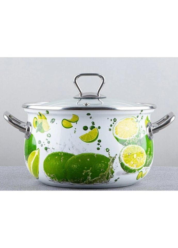 Кастрюля эмалированная Яркие Лаймы Premium GT-T-124-LI 24 см 5.7 л Gusto (271544466)