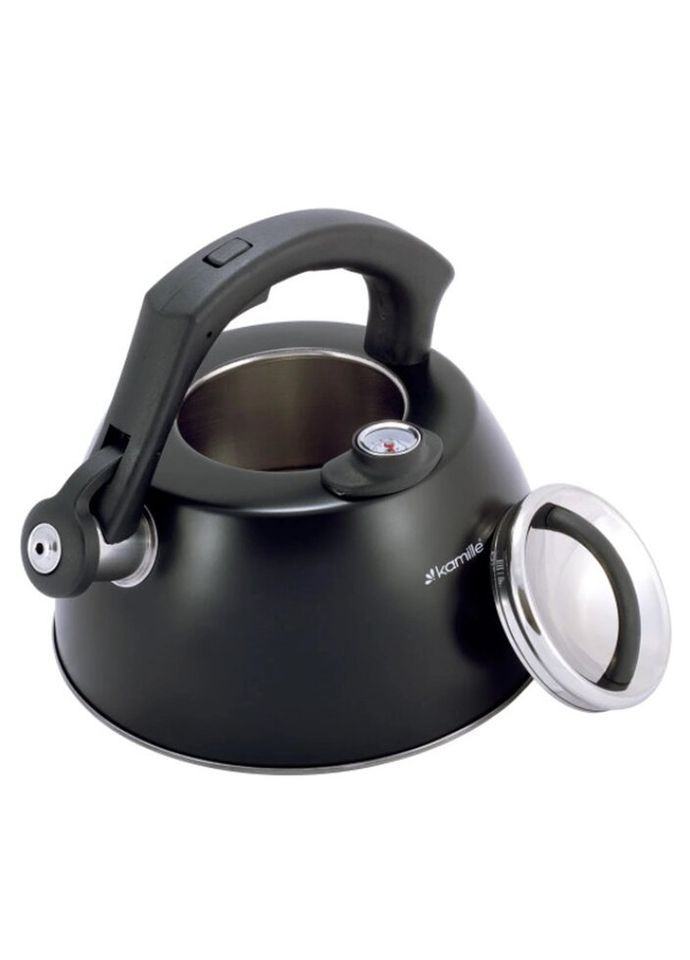 Чайник со свистком и термометром KM-1077A 3 л черный Kamille (271550506)