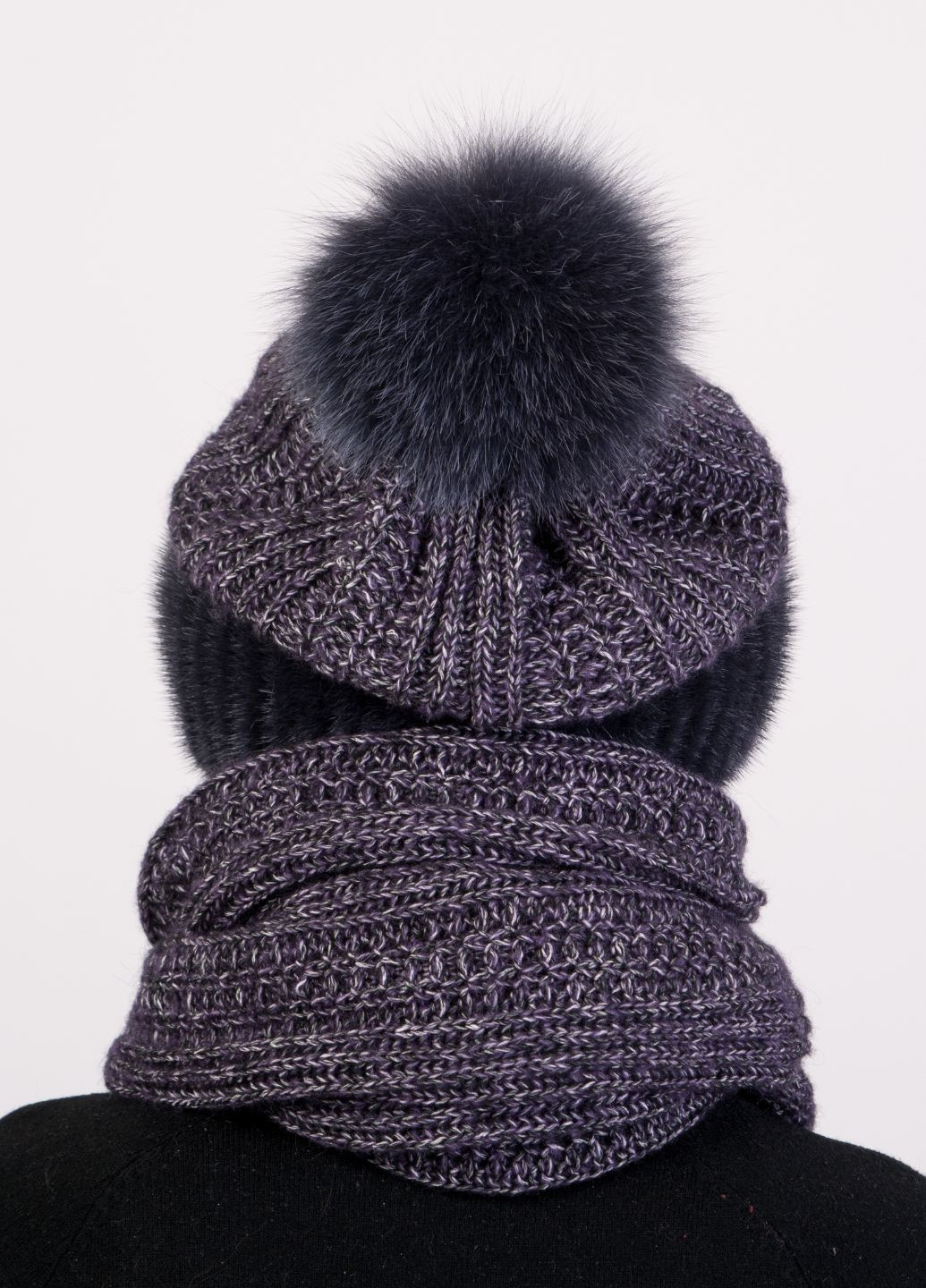 Вязаный норковый комплект шапка + шарф Меховой Стиль снуд (271556759)